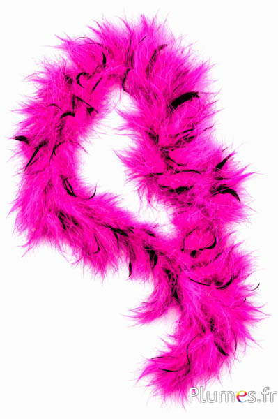 Boa van kalkoenveren - Ø 5 cm - roze-fuchsia-zwart
